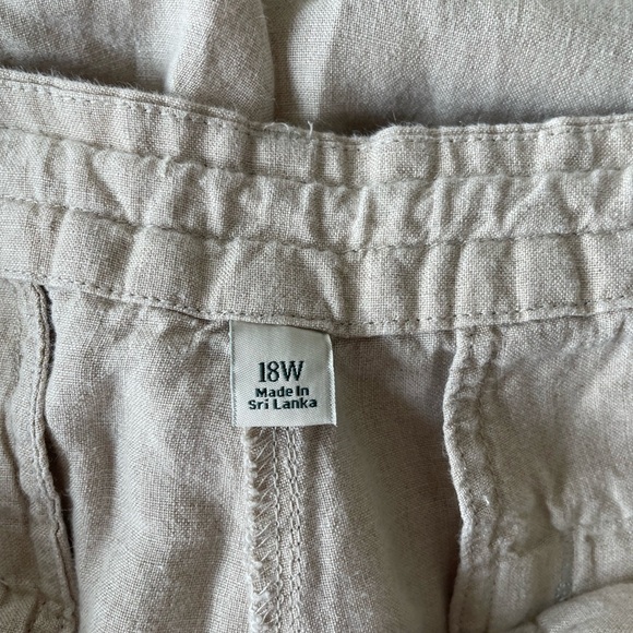 L.L. Bean Classic Fit 100% linen beige elastic tie waist pants | 18 - Picture 7 of 13